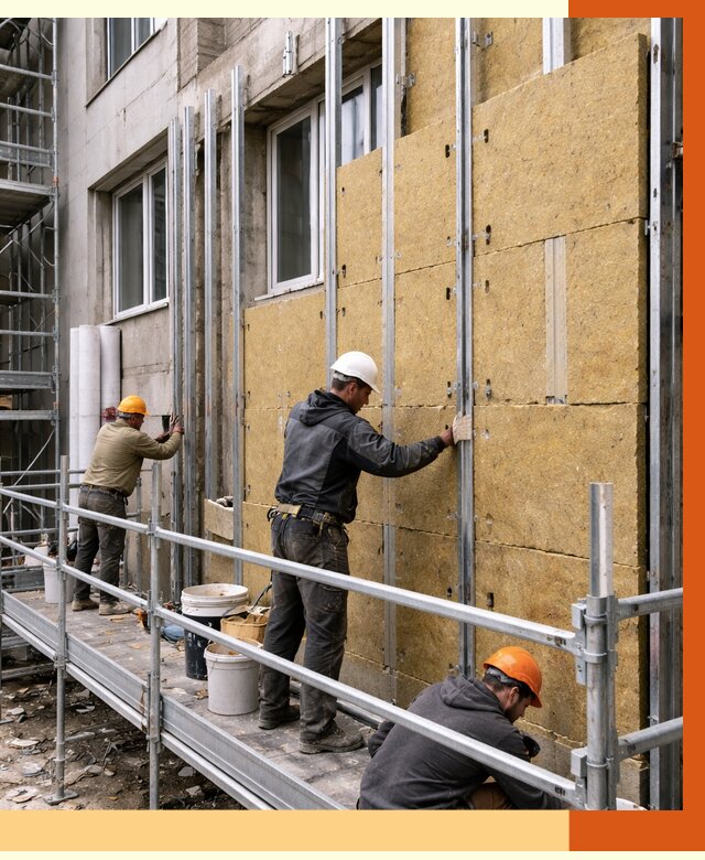 Утепление вентилируемого фасада в Дальнереченске от 5706 руб/м2 — монтаж и утепление вентфасад | ТепломастерДлн
